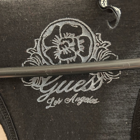 GUESS LOS ANGELES T-BACK BLACK BABYDOLL BLOUSE/SIZE M/RHINESTONE/FLIRTY STYLE - Picture 4 of 8